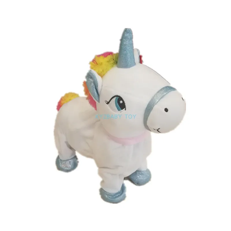 Electric Plush Toys Unicorn A Dog with a Rope can Walk and Sing Soft Horse Stuffed Animal Toys Children Baby Christmas Gifts