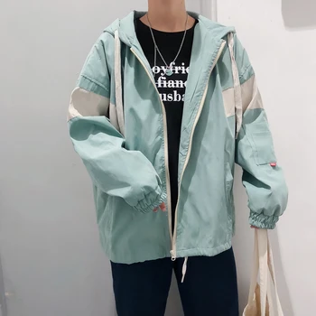 

2018 Korean Autumn Men's Fashion Tide Cartoon Printing Pattern Even Cap High Quality Clothes Loose Casual Jacket S Coats M-3XL