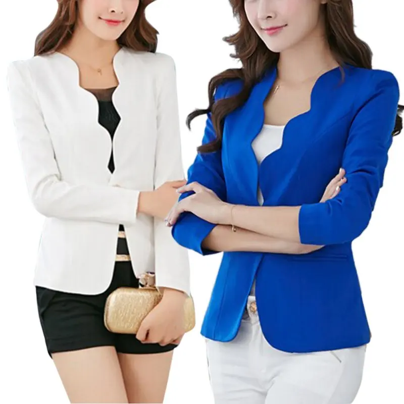 Spring OL Fashion Women Slim Blazer Coat Casual Jacket Long Sleeve One Button Suit Ladies Work Blazers