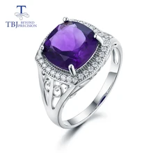 TBJ, романтический натуральный аметистовый драгоченный камень кольцо из стерлингового серебра 925 пробы лучшее кольцо подвеска серьги для женщин Повседневная одежда для вечеринок