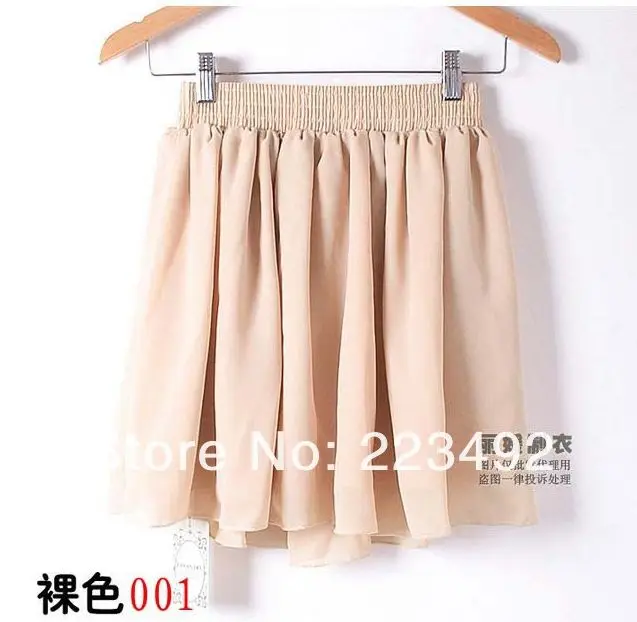 

Free shipping green/blue/red/pink/yellow/navy big size fashion skirts plain chiffon high waist skirts womens for women 2018