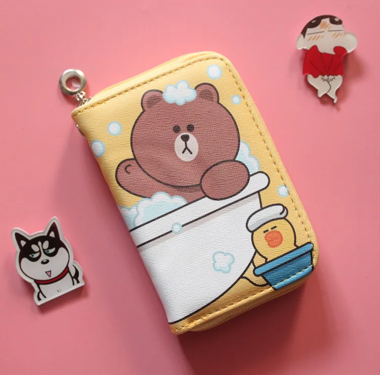 Кошелек на молнии с рисунком из мультфильма аниме, корейский студенческий кошелек для девочек, кошелек для маленьких девочек, кавайный кошелек