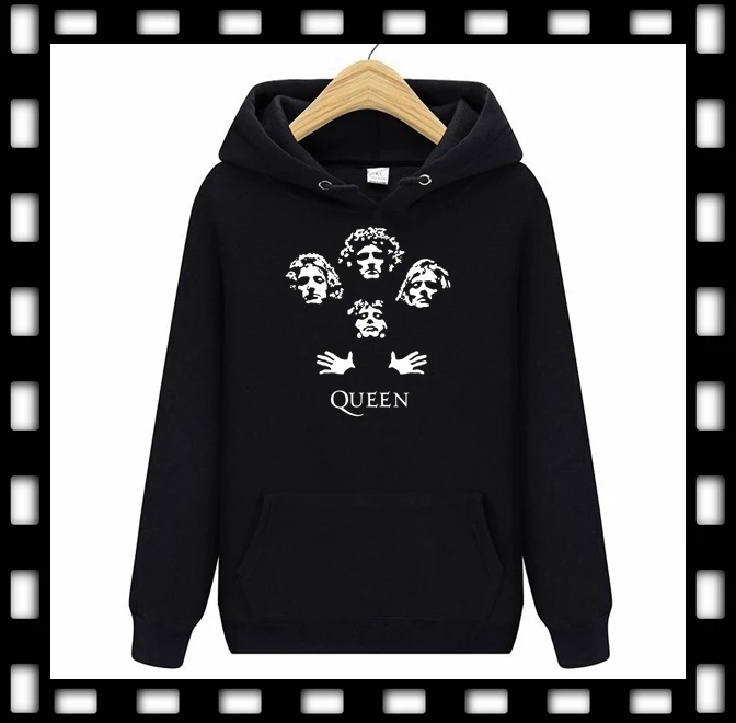 

Queen Rock Band Hoodies Bohemian Rhapsody Freddie Mercury Vintage Throwback Logo Men Jacket Women Hooded Men Sweatshirts 2019