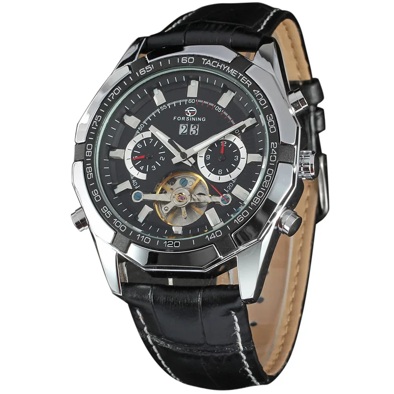 Black Face Date Day Automatic Mens Mechanical Self Winding Genuine
