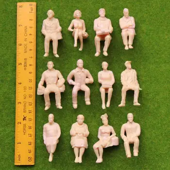 P2510 12pcs/24pcs G scale Figures 1:25 All Seated Unpainted People Model Train Railway