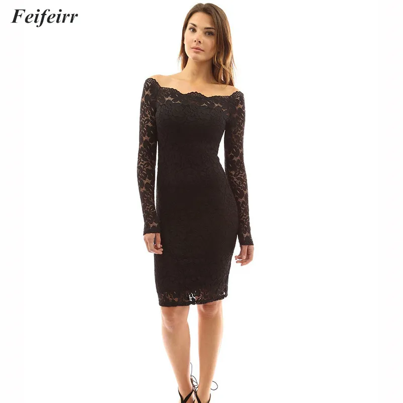 

Women Dress 2019 Summer European and American style fashion lace Elegant Party Dress long-sleeved bag hip lace plus size dress