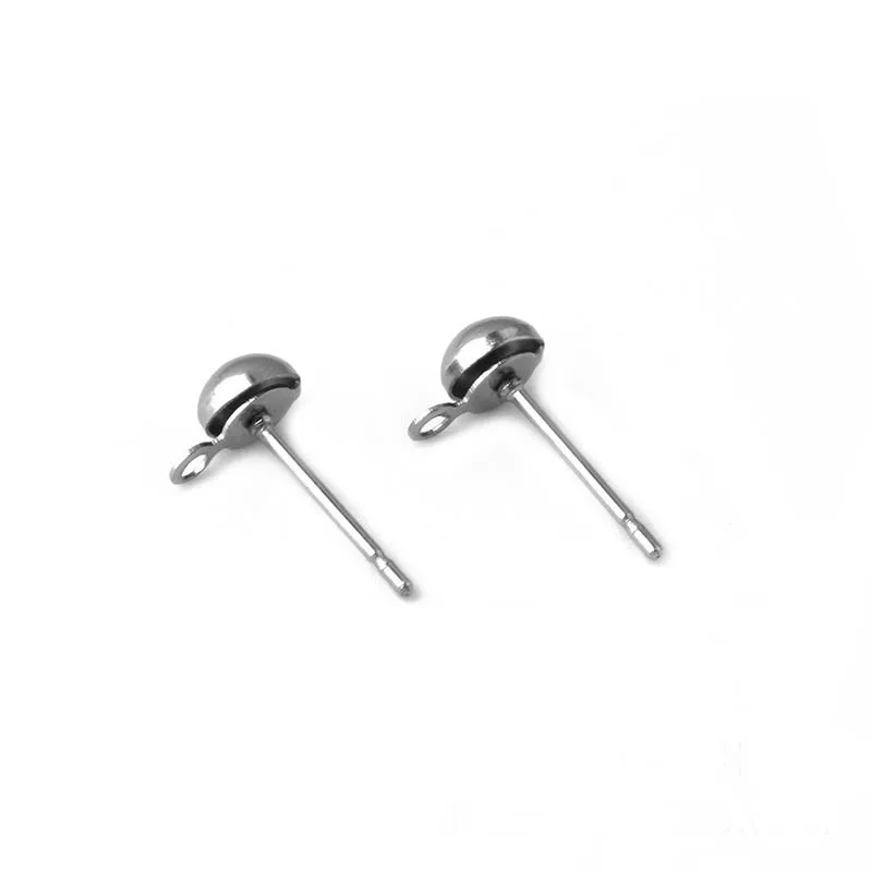 Surgical Stainless Steel Ear Stud Earrings Post 5mm Circle Hollow Half
