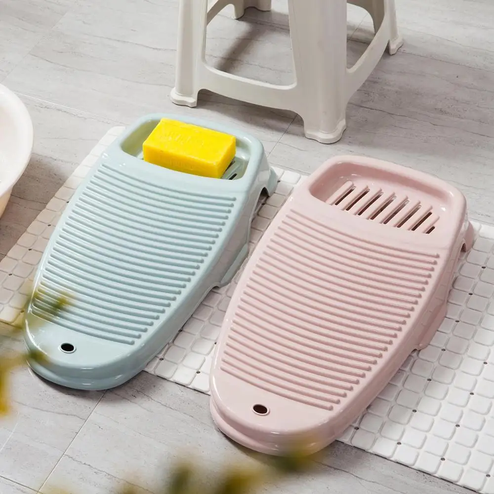 

OTHERHOUSE Clothes Washing Board Plastic Thicken Washboard with Soap Holder Box Bathroom Kid Clothes Cleaning Laundry Scrubbing