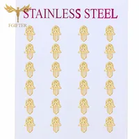 Small Earrings for Girl Hollow Vintage Design Fatima Hamsa Hand Stud Earring Jewelry Golden Stainless Steel Women Accosseries 1