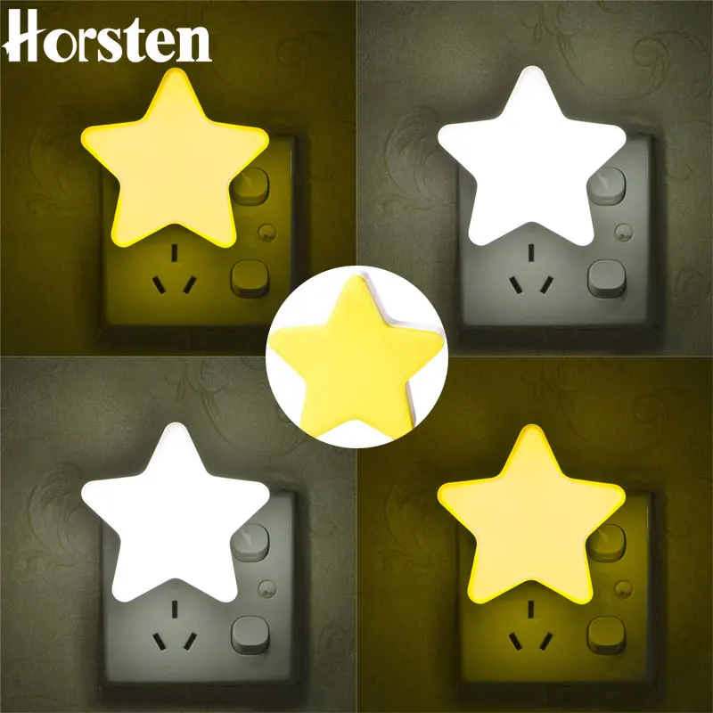LED Star Night Light EU/US Plug Smart Light Sensor Wall Night Lamp For Baby Room Kids Bedroom