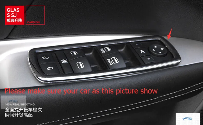 

For Jeep Grand Cherokee 2014 2015 2016 Inner Door Armrest Window Lift Button Cover Trim 4 pcs / set