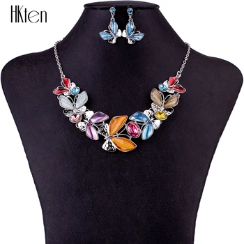 

MS1504734 Fashion Jewelry Sets High Quality Necklace Sets For Women Jewelry Multicolored Crystal Butterfly Design Party Gift