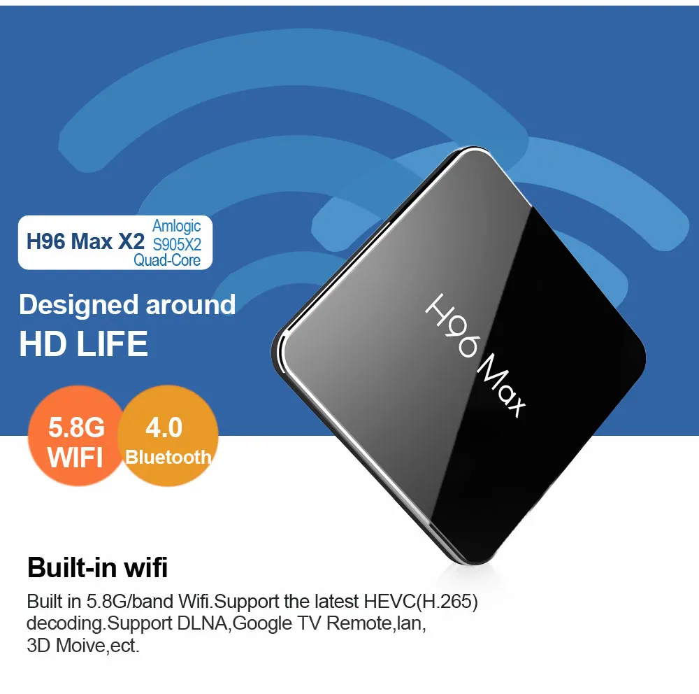 H96 MAX X2 Amlogic S905X2 четырехъядерный Смарт ТВ приставка 2,4g+ 5,8g двойной WiFi Android 8,1 ТВ приставка 4 Гб ram 64 Гб/32 ГБ rom телеприставка