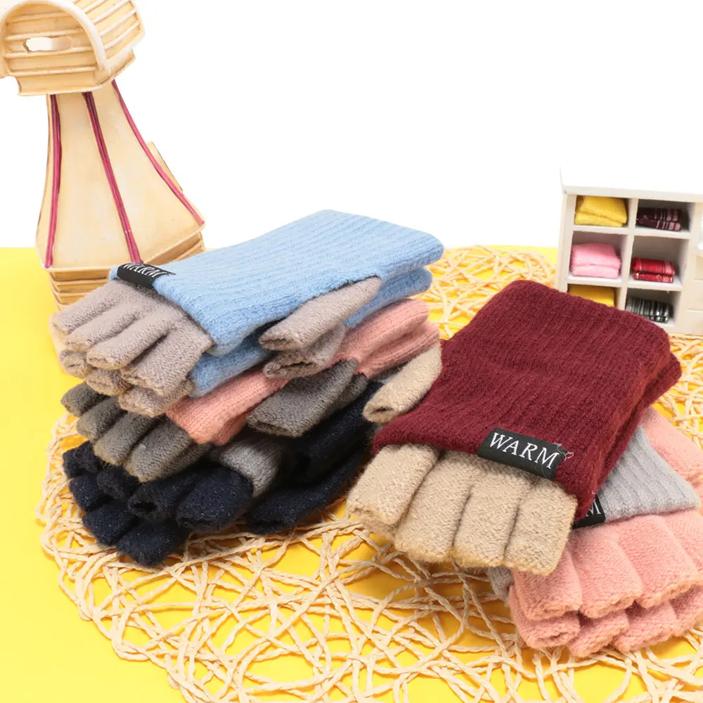 

1Pair Half Finger Gloves Autumn Winter Women Warmer Faux Wool Fashion Casual Elastic Short Arm Mitten