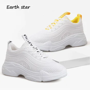 

EARTH STAR 2018 New Casual White Shoes Women Fashion Brand Platform Sneakers Lady Breathable footware Autumn Female chaussure