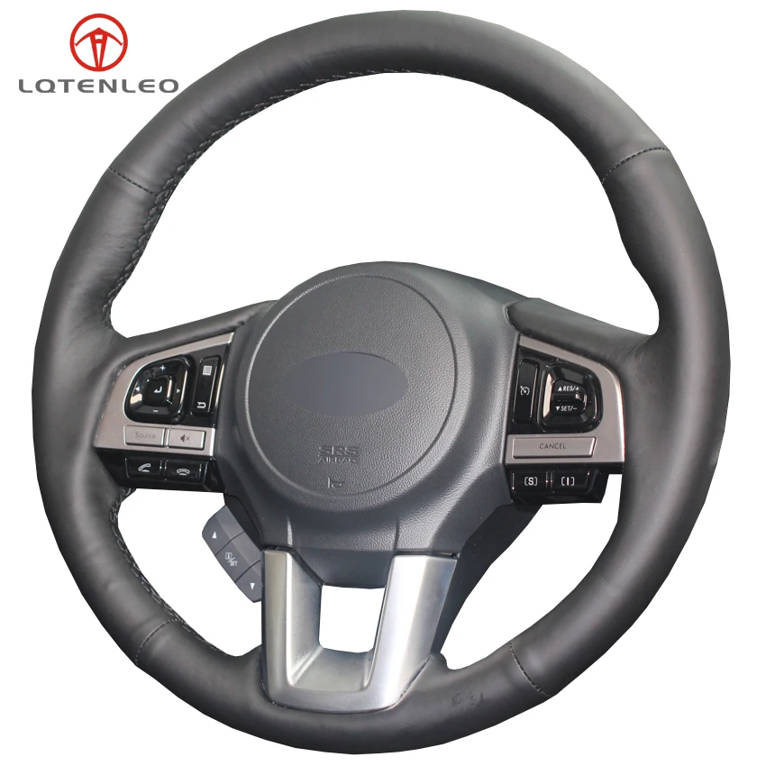 LQTENLEO Black Artificial Leather Car Steering Wheel Cover For Subaru