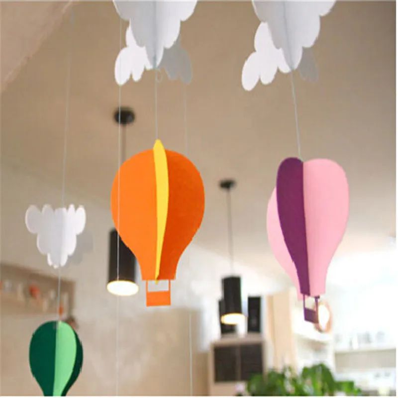 1 Set Fashion Clouds Hot Air Balloon Stereo Diy Felt