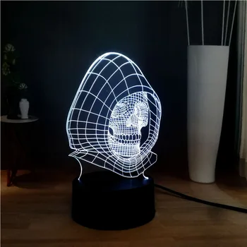 

Amazing 3D Skull Head Illusion LED 7 Color Change Dec Bedside USB Base Table Night Mood Lamp Hallowmas Lava Holiday Friends Gift