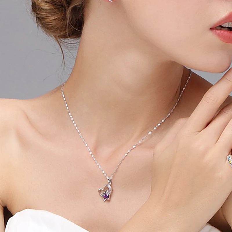 romantic purple crystal necklace for lover (5)