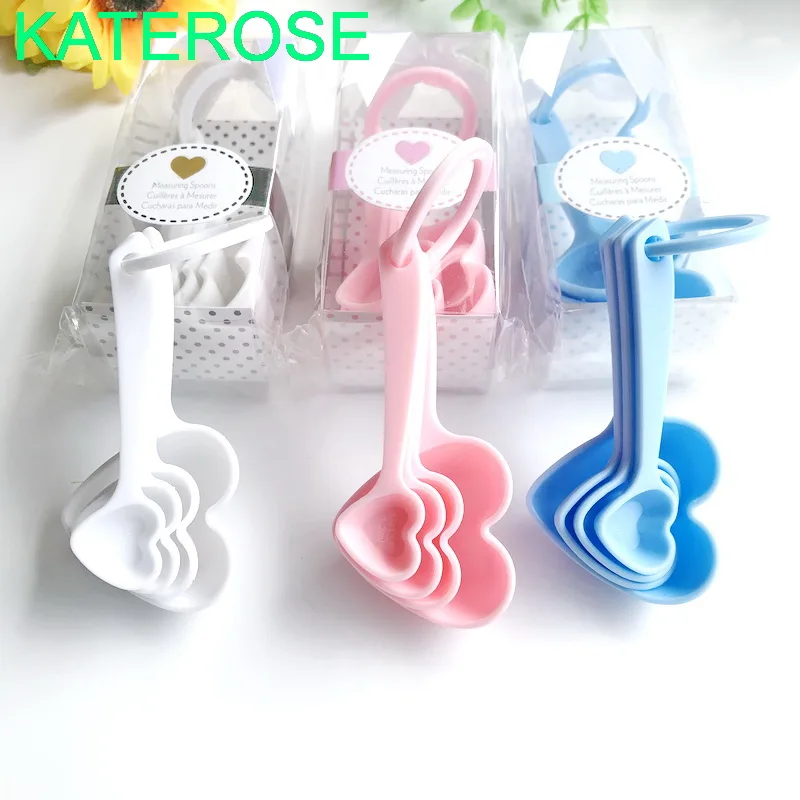 

12PCS New Baby Gift Heart ABS Measuring Spoons in Gift Box 3 Colors Available Baby Shower Favors Birthday Souvenir Gift