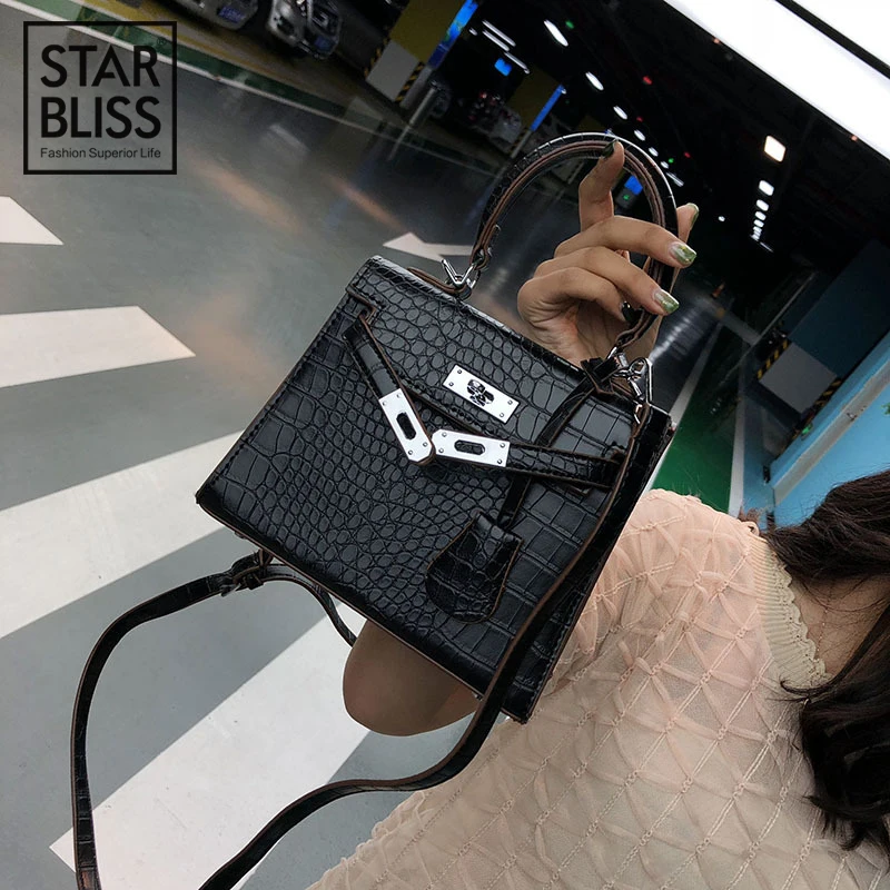 

Crocodile pattern leather platinum bag atmosphere woman shoulder bag Messenger simple business bag computer mobile wallet bag