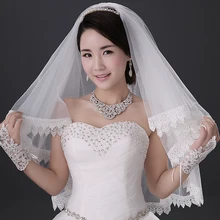 Аппликация Тюль короткая фата кайма из кружева, свадебная фата вуаль с расческой veu de noiva longo