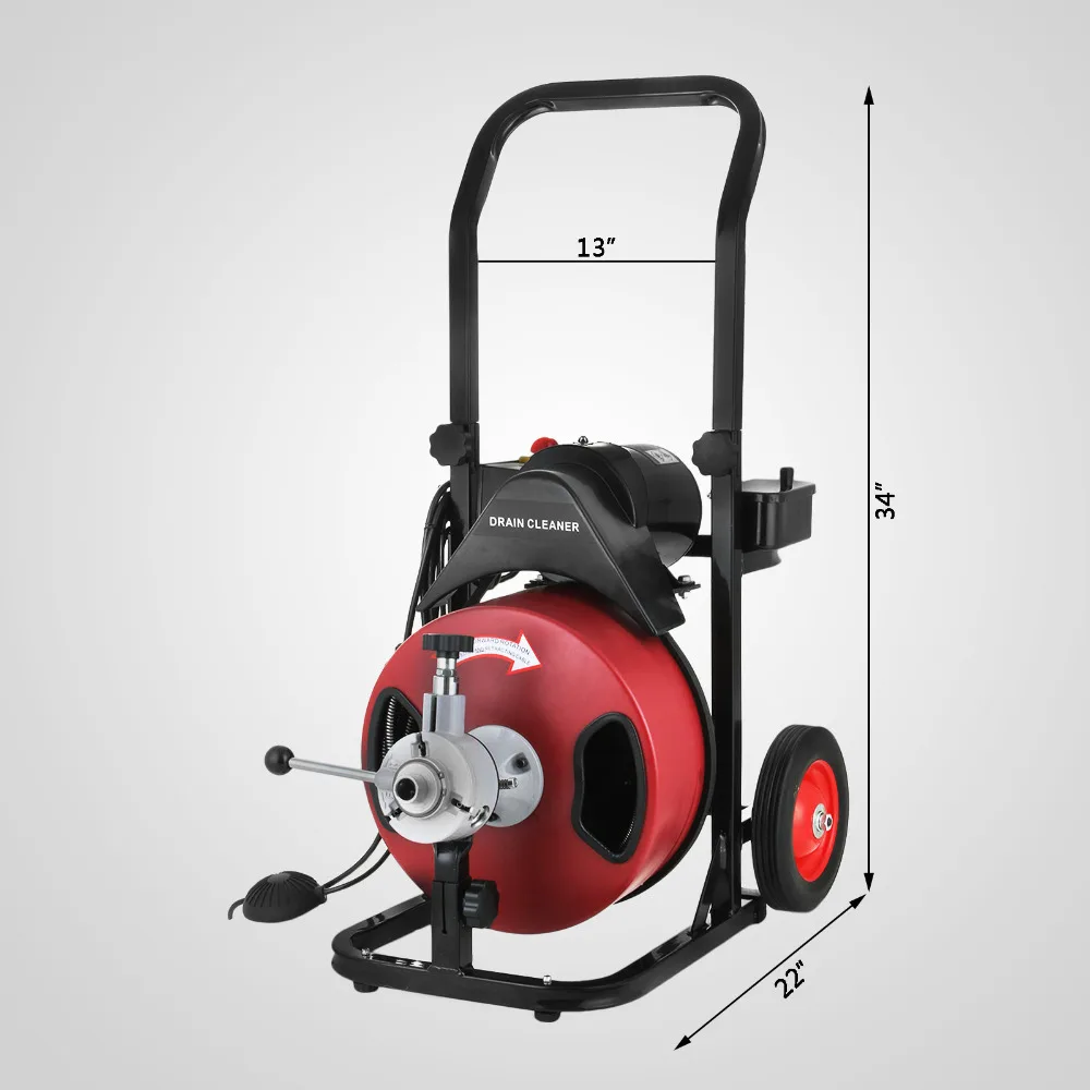50FT*1/2'' Drain Auger Pipe Cleaner Machine