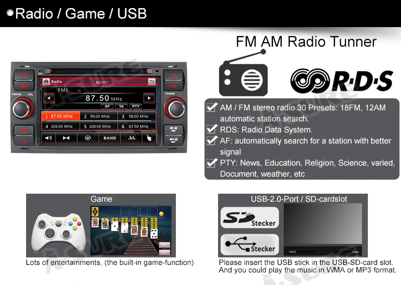 Flash Deal A-Sure 2 Din Car Auto Radio GPS Player Navigation For Ford Transit Focus Galaxy S-Max C-Max Fusion Fiesta FM RDS SWC DVD USB 3G 25