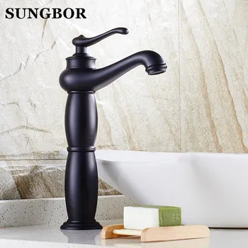 

Free Shipping antique bathroom basin faucet with ceramic ,Luxury basin sink faucet basin mixer black oil brushed water tap 7187H