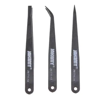 

3 in 1 Anti-static Tweezers Kit Heat Resistant Flat Pointed Curved Tweezers Pliers for iPhone Samsung Laptop PC Repair Tool