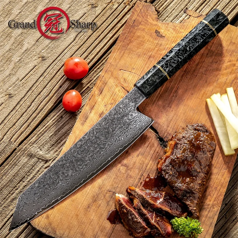  8.2 Inch Damascus Kitchen Knife Handmade Chef Knife VG10 Japanese Damascus Steel Kiritsuke Kitchen  - 33012439108