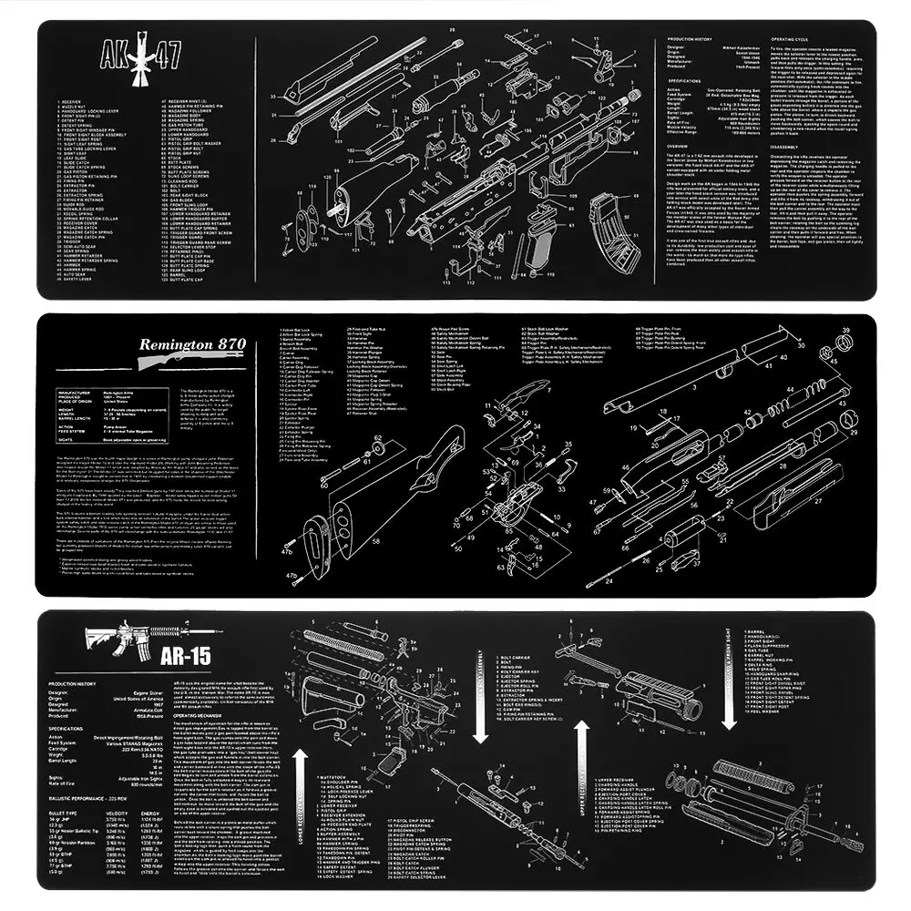 

AR15 AK47 Gun Cleaning Rubber Mat With Parts Diagram and Instructions Armorers Bench Mat Mouse Pad for Glock SIG P226 P229