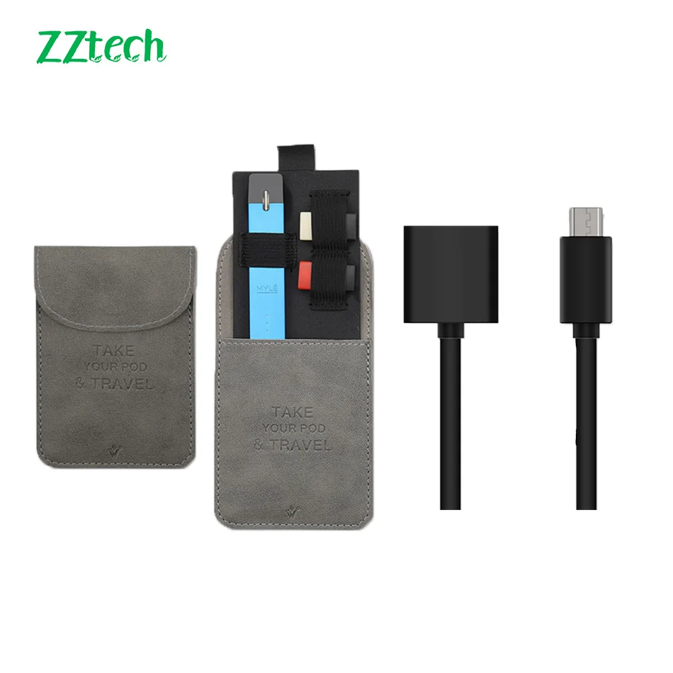 

Portable Ultra Thin Mini Slim Leather Wallet Pocket and cable For JUUL Carrying Pouch Pods For MYLE Pod System Vape Pen Kit