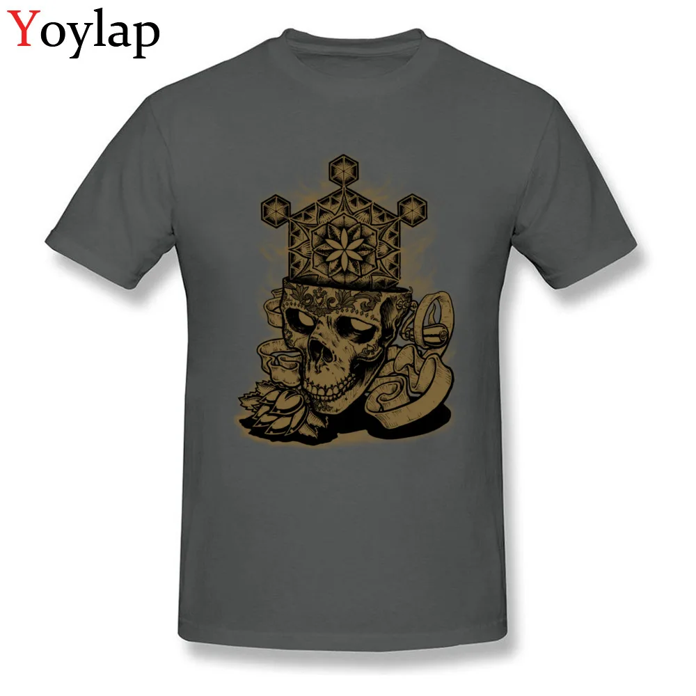Round Neck All Cotton T Shirts for Men Family Summer Fall Tops Tees Short Sleeve Brand Flower of Life Skull Golden Printing Tee Shirt carbon