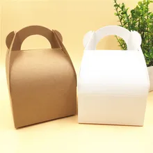 50 шт./партия, бумажная коробка для торта, шоколадный пакет, вечерние подарочные коробки с ручкой, хлебобулочные изделия, поставки коричневого и белого цвета, доступны на заказ