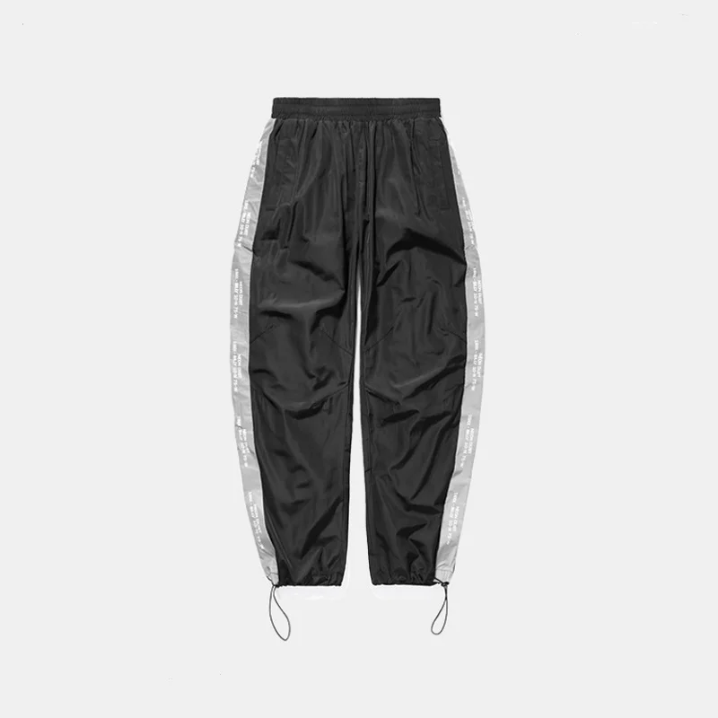 Herbst und winter high street hip hop brief druck seite reflektierende einstellbaren Kordelzug strahl fuß männer casual hosen