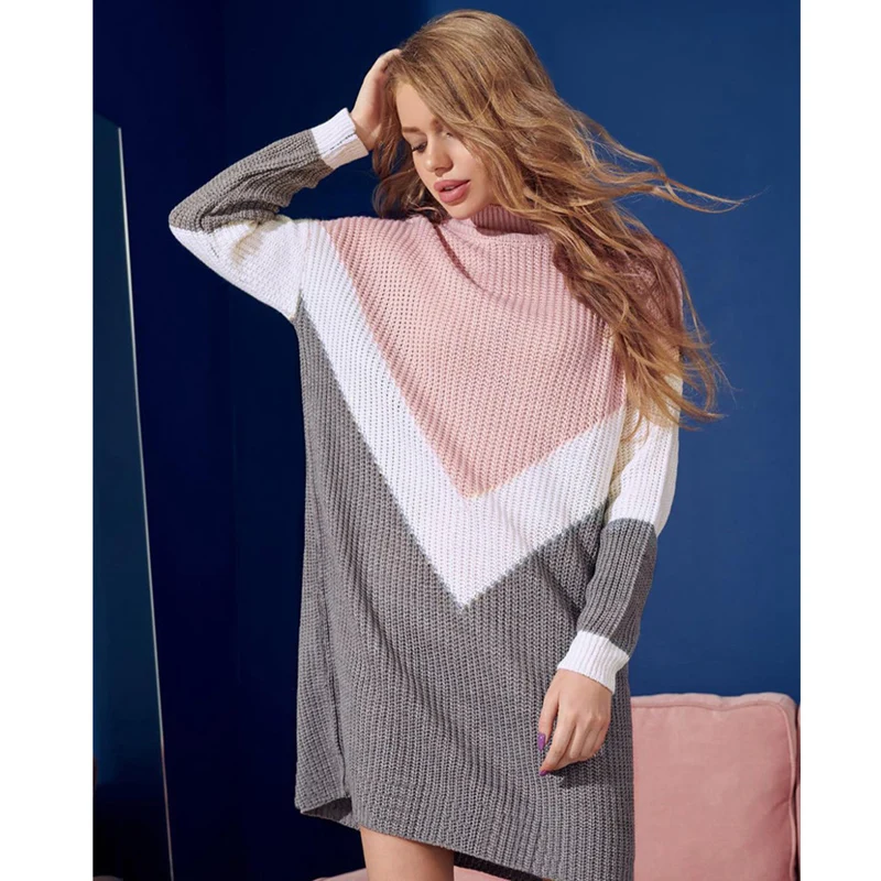 

Casual Turtleneck Sweater Dress For Women 2018 Autumn Winter Long Sleeve Above Knee Mini Dress Vestidos Befree Women's Dresses