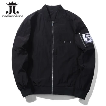 

Fashion solid Bomber jacket men brand Stand collar Simple Baseball jacket zipper Loose Thin coats and jackets EU size J71