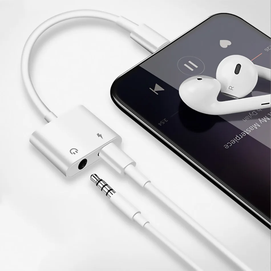 

For iPhone 7 X 8 Plus Dual Headphone For iPhone Adapter For Lightning to 3.5mm Splitter Charging For Lightning Adapter IOS 12.2