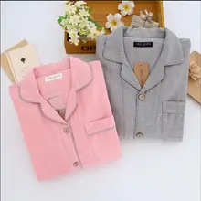 Весенние хлопковые парные пижамы с длинным рукавом, марлевые мужские и женские домашние пальто