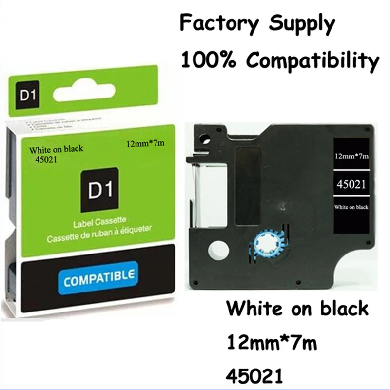 NON FADING ORIGINAL DYMO D1 LABEL 9mm x 7M 40913 TAPE BLACK WHITE BLANC NOIR
