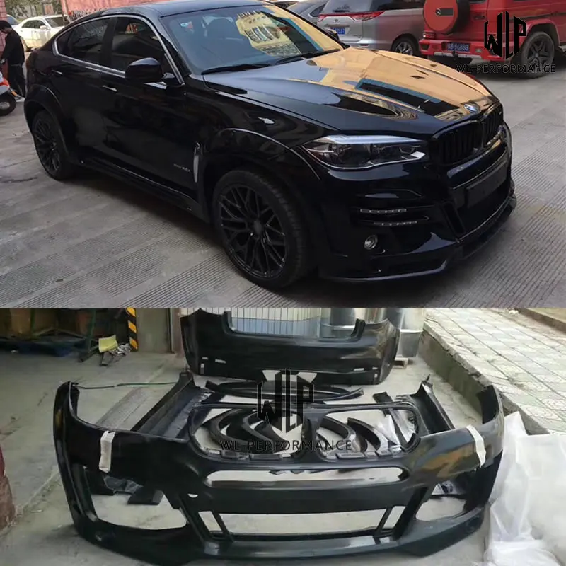 

F16 FRP Unpainted Wide Car Body kit Front Bumper Rear Bumper Side Skirts For BMW F16 X6 LUMMA Style 2014-UP