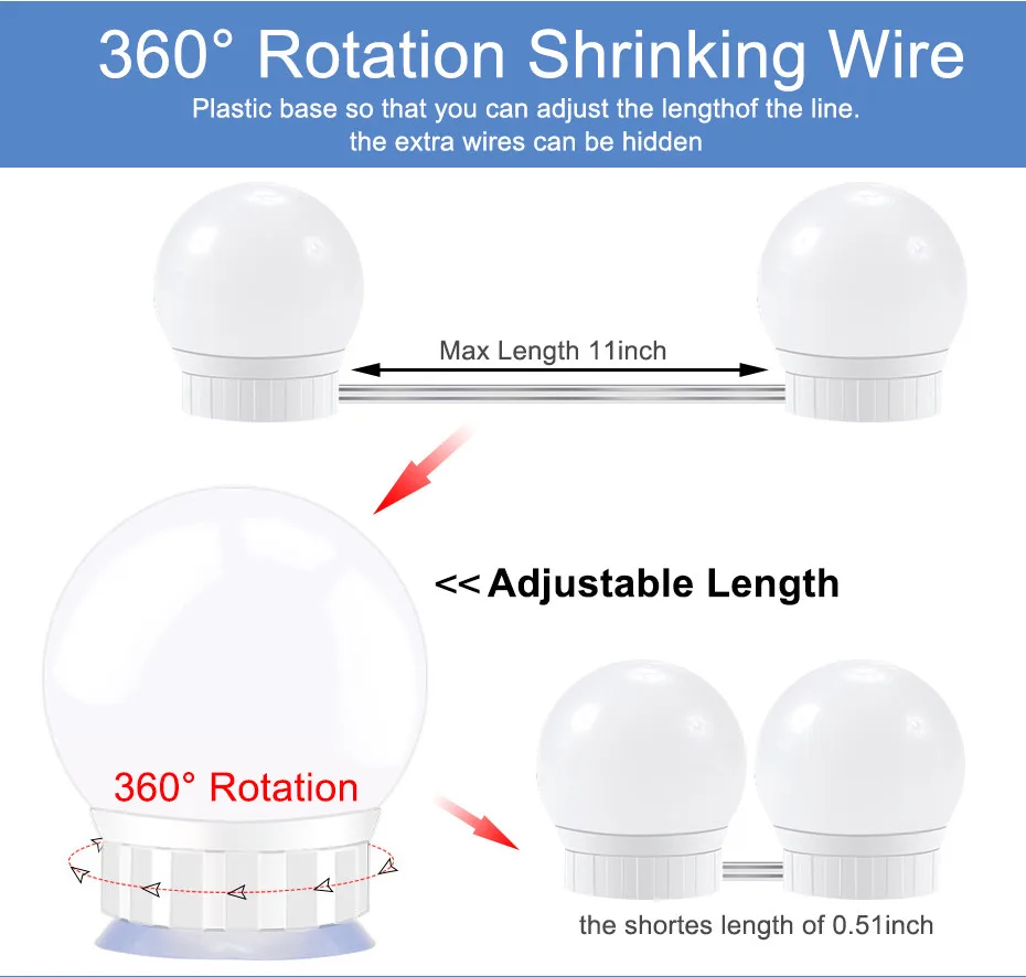 5V USB Led косметическое зеркало Светильник лампы 6/10/14 панель регулировки яркости подсветки макияж лампа светильник s туалетного столика с зеркалом для Ванная комната макияж светильник лампочка