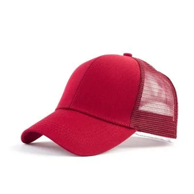 Бейсбольная кепка «конский хвост», женские шапки-булочки, хлопчатобумажные бейсболки с эффектом потертости, Повседневная летняя Женская Спортивная Кепка с солнцезащитным козырьком - Цвет: red 2 mesh