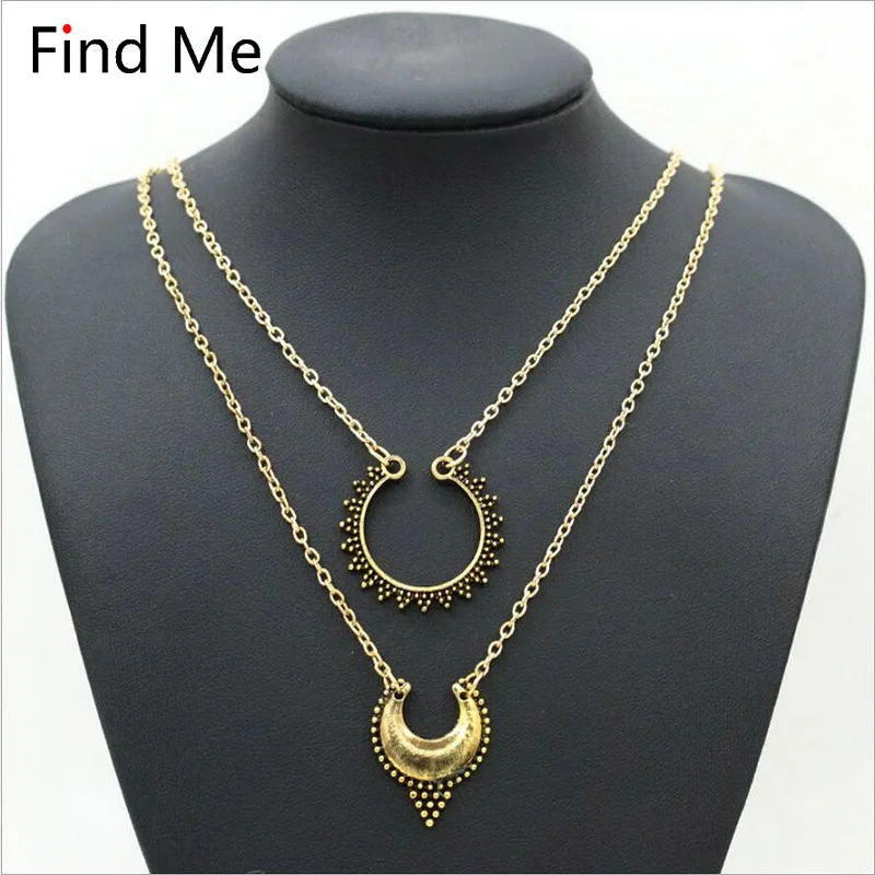 

Find Me 2019 brand Fashion gold Color Boho Maxi Statement Necklace pendants moon Punk Power collar Choker Necklace Women Jewelry
