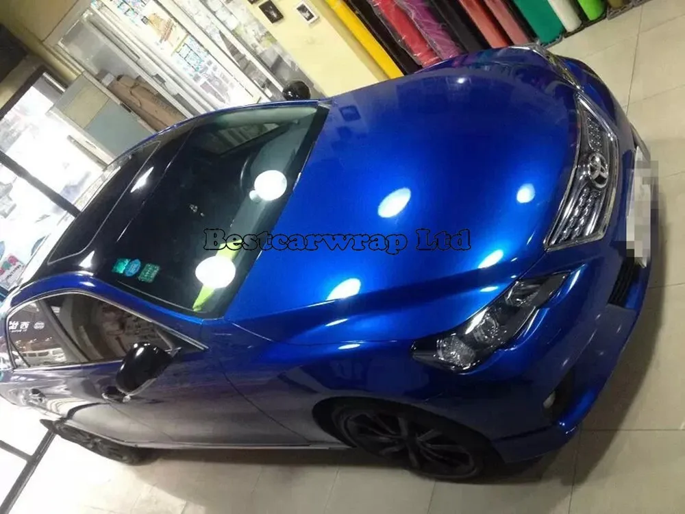 3M METAL metallic glossy blue Car wrap film with air bubble Free CHROME FOIL (3)