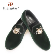Piergitar/Новинка года; мужские зеленые бархатные туфли с элегантной пряжкой; вечерние и свадебные мужские лоферы; Мужские модельные туфли; большие размеры
