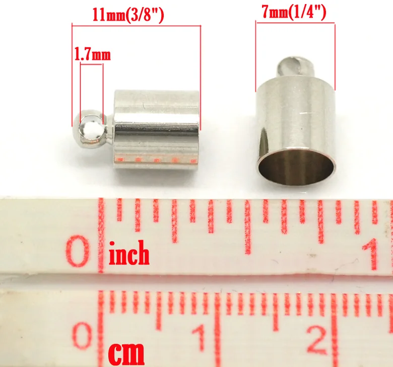 DoreenBeads сплав ожерелье концевые наконечники шнура бочонок Серебряный тон 11 мм(3/") х 7 мм(2/8"), 7 шт. Новинка