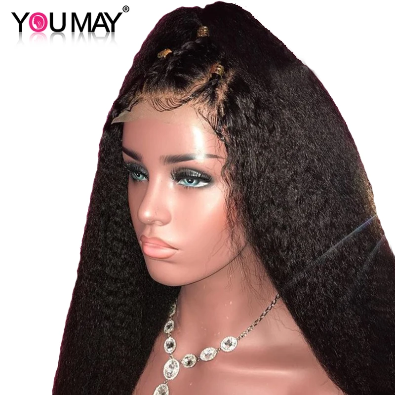 

250% Density Kinky Straight Lace Front Human Hair Wigs Pre Plucked Baby Hair 13X4 Brazilian Hair Lace Wigs For Women You May