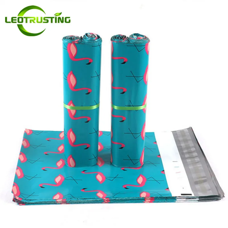 

Leotrusting 50pcs/pack Blue Flamingo Poly Mailer Adhesive Envelopes Bag Flamingo Courier Gift Bag Plastic Blue Mailing Pouch
